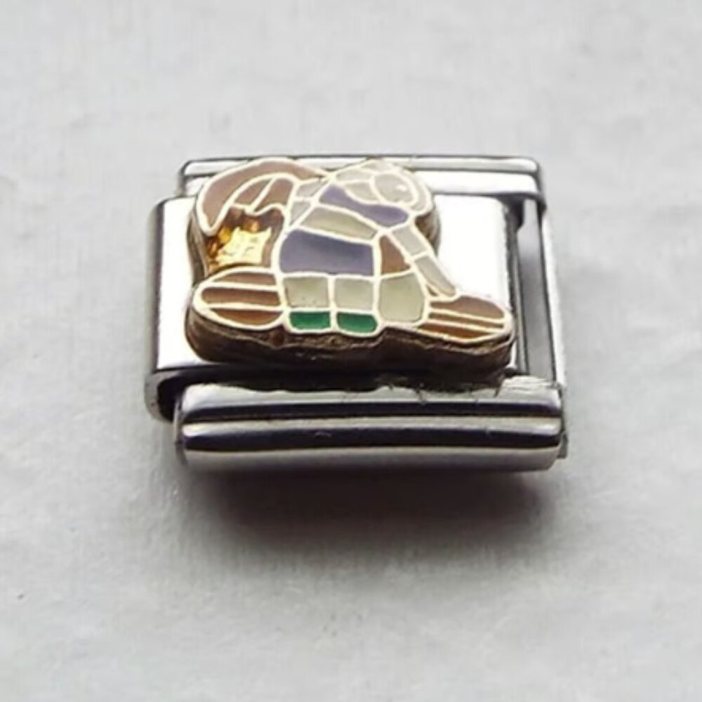 Girl on a surf board enamel 9mm stainless steel italian charm bracelet link new